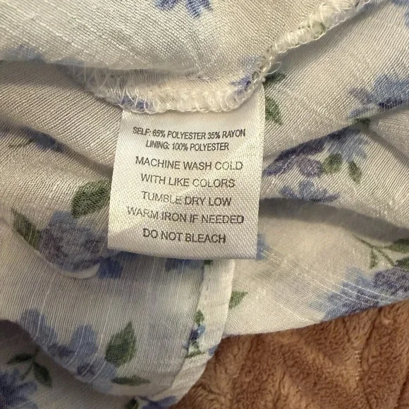 Indigo Rose Womens XL Floral Dress Lined Midi White Blue Cottagecore Fairycore - Picture 10 of 10